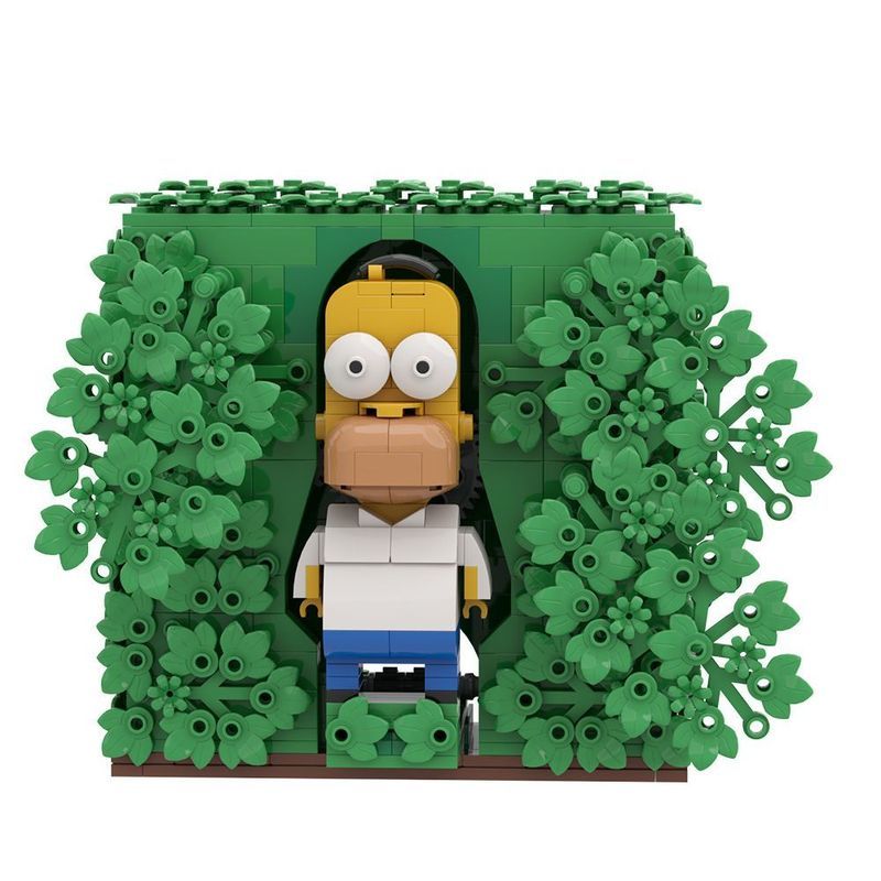 MOC Building Block ของเล่น Simpsons Homer Disappears ใน Bush Building Block ของเล่น Building Block ช