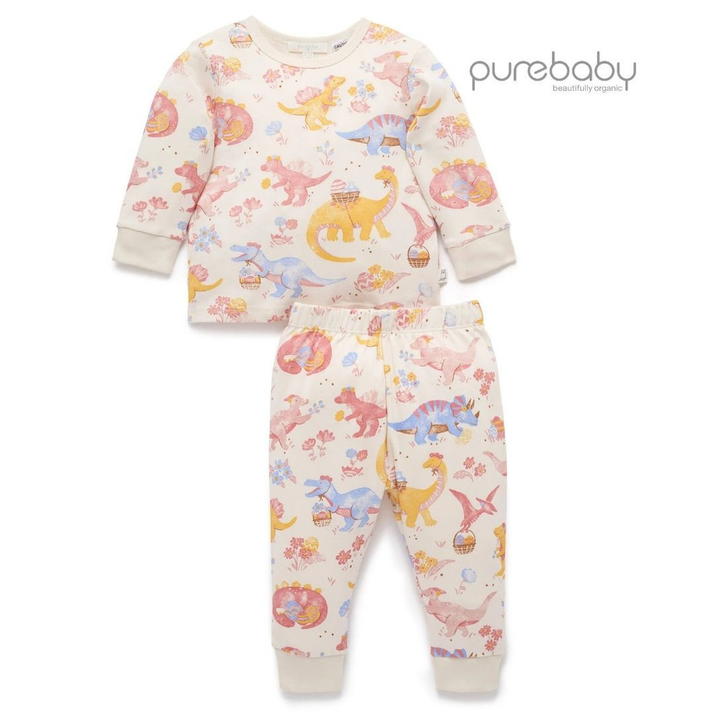 Purebaby Organic Pyjama Set - Easter Dino Gather Print