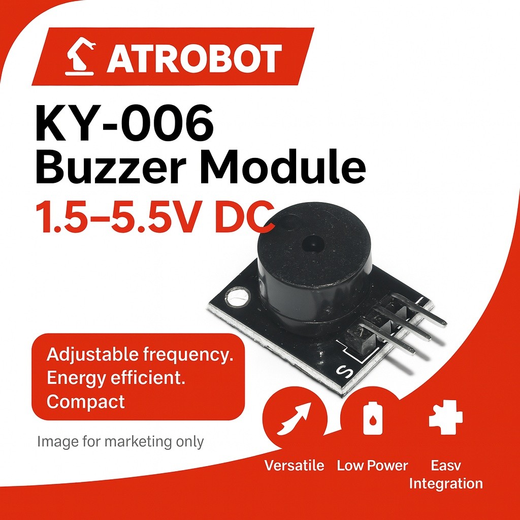 KY-006 Passive Buzzer โมดูลเสียง Piezo 1.5-5.5V ปรับเสียงได้ด้วย PWM 2-20kHz ขนาดเล็ก สำหรับ Arduino พกพาง่าย
