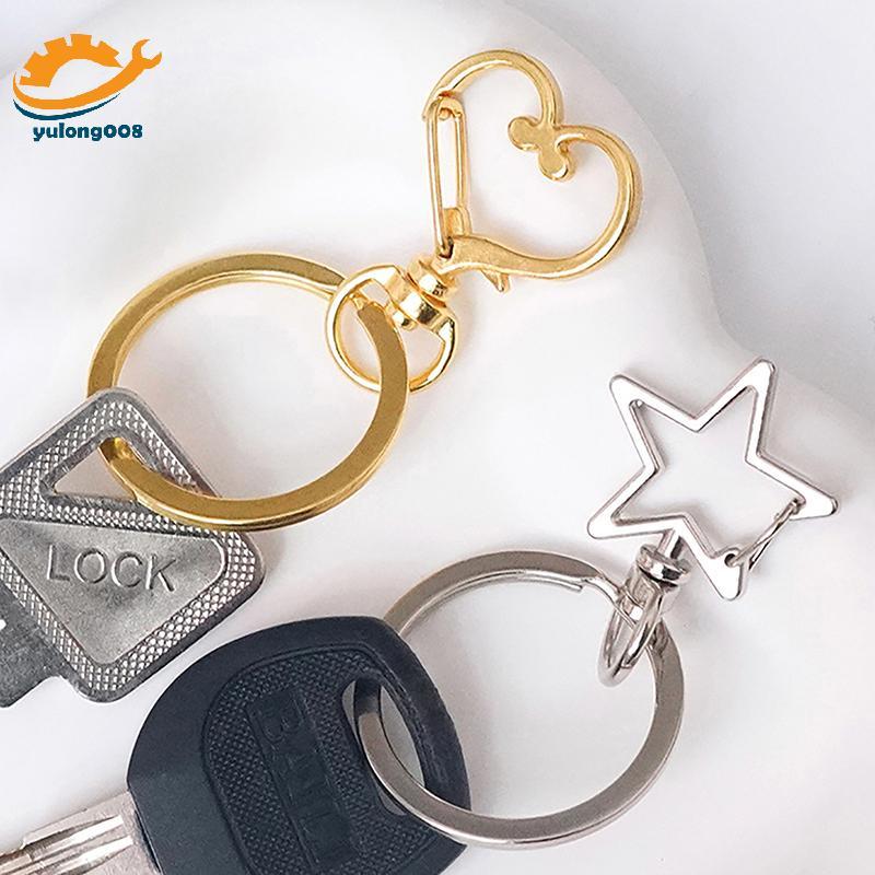 [MR] 10PCS น่ารัก Moon Star หัวใจแมวสัตว์ดอกไม้ Hollow DIY พวงกุญแจอุปกรณ์เสริมกุ้งก้ามกรามแหวน 8 มม