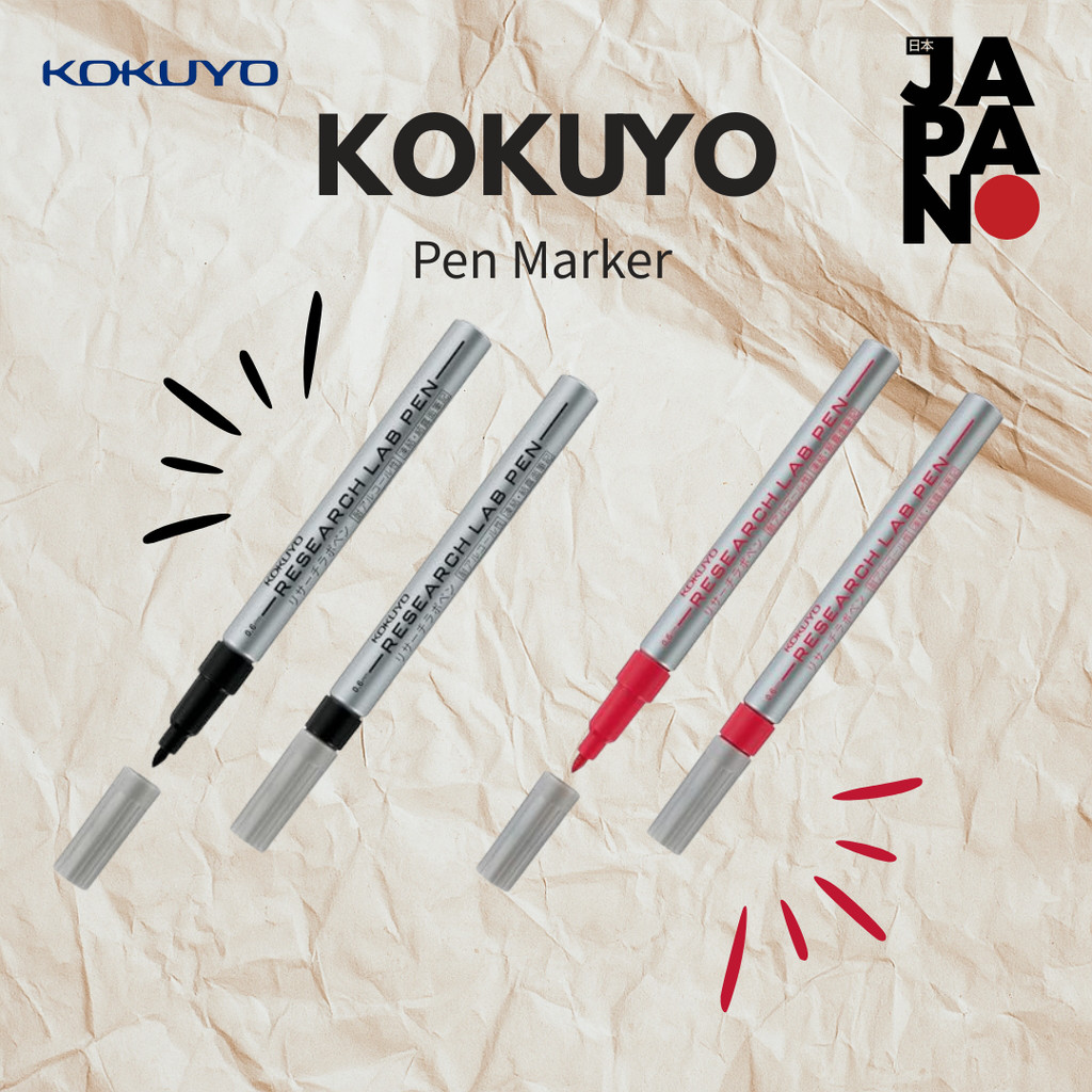 Kokuyo Pen Marker Research Lab Pen Alcohol Resistant Type Red Black 2 Pieces Set PM-R100RX2DX2SET