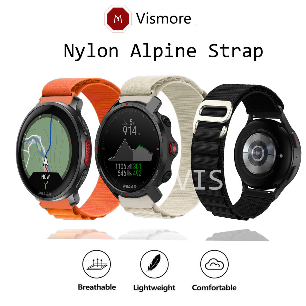 ไนลอน Alpine สําหรับ POLAR Vantage M M2/V2/V3 SHIFT Polar Grit X Pro Titan Loop โลหะหัวเข็มขัดสร้อยข