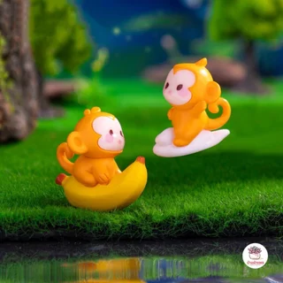 ลิงจ๋อขี่กล้วย [ เซต 4 ชิ้น ] ตุ๊กตาจิ๋ว โมเดลจิ๋ว แต่งสวน ตุ๊กตาแต่งสวนจิ๋ว ตุ๊กตาจัดสวนถาด