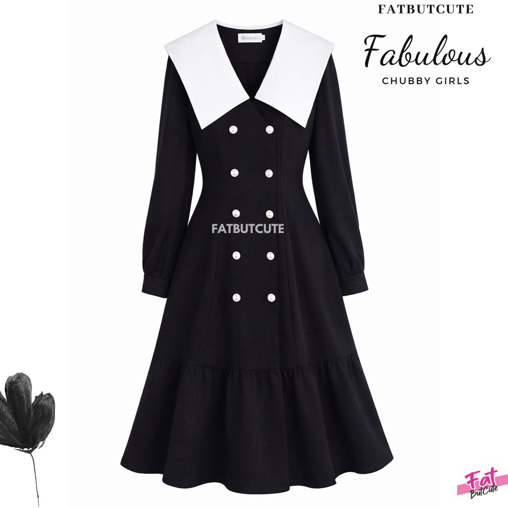 [อก38-48]เดรสคอปกใหญ่สไตล์คุณหนูผู้ดี ✨ ลุคเรียบหรู ดูแพง ใส่แล้วมีคลาสทันที k-2143