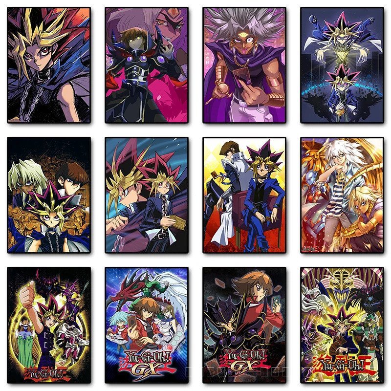 อะนิเมะญี่ปุ่นคลาสสิก Yu-Gi-Oh! โปสเตอร์ Yugioh Manga ภาพวาดผ้าใบพิมพ์ภาพผนังศิลปะสําหรับห้องนั่งเล่