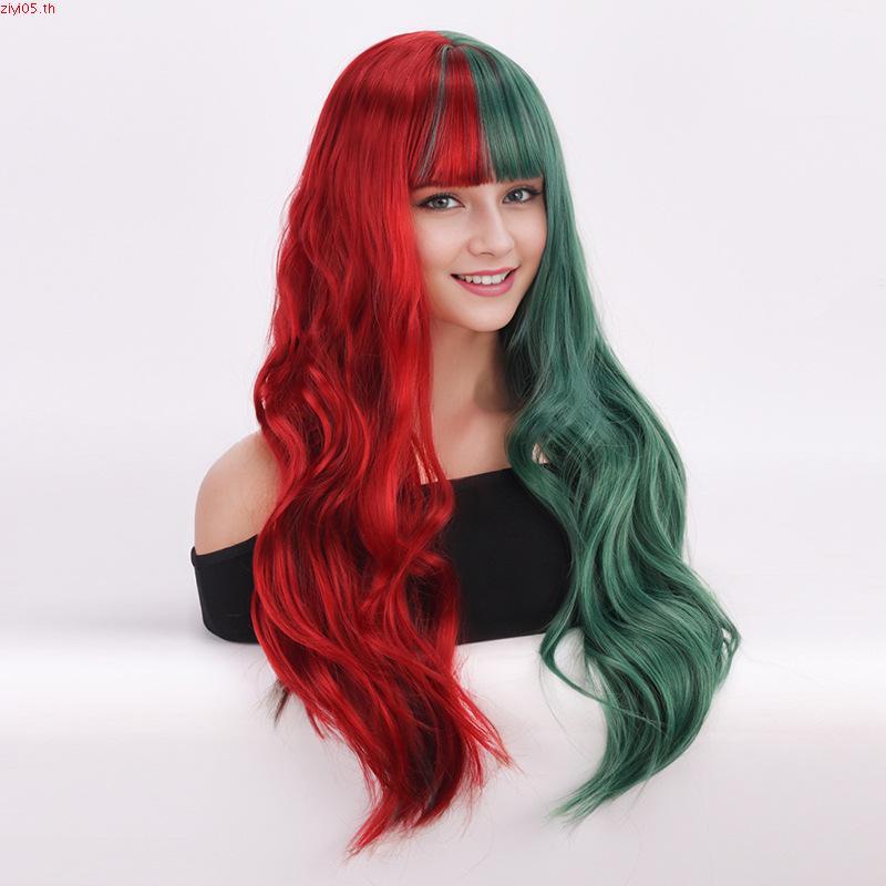 7jhh WIGS Christmas YN602 วิกผมยาวหยิก เหมือนจริง สีแดง สีเขียว สําหรับผู้หญิง