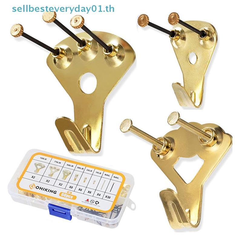 & Sellingbest & Picture Hanger 60 ชิ้น Heavy Duty Picture Hanging Kit ตะขอรูปภาพแขวนเล็บสําหรับผนังไ