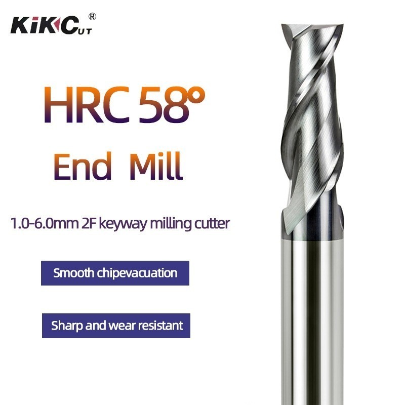 HRC58 คาร์ไบด์ End Mill 2Flutes Slot Milling Cutter เคลือบเหล็กทังสเตนมิลลิ่งเครื่องมือ 1.0-6.0 มม.