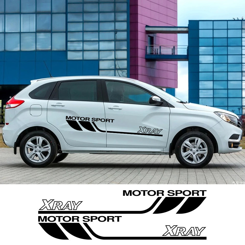 2PCS Car Door Side Stickers For Lada Xray Cross Cena Tuning Accessories Motor Sport Styling Auto Vin