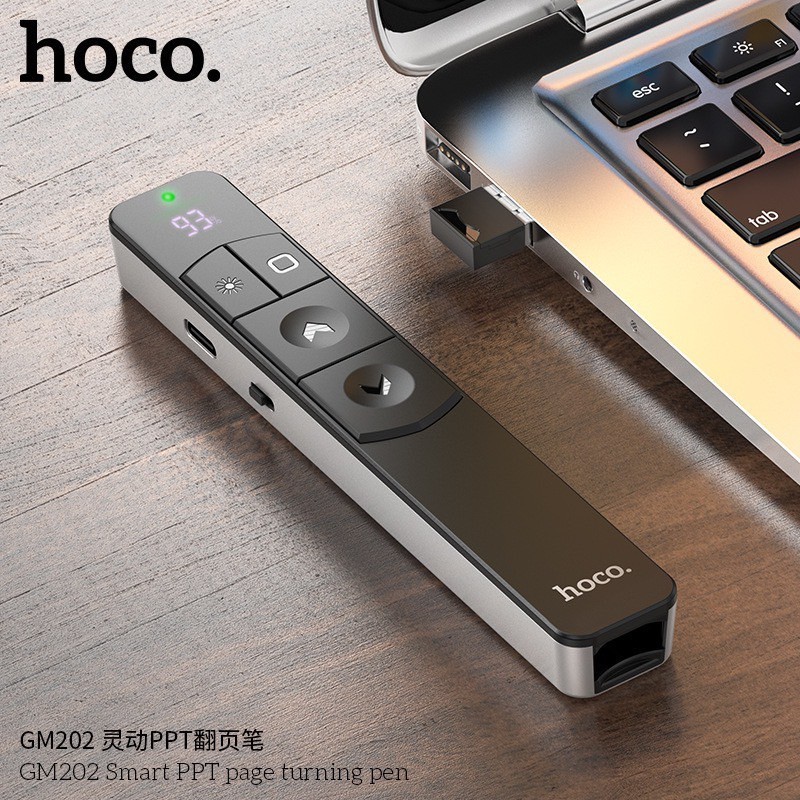 HOCO GM202 เลเซอร์ พอยเตอร์ ควบคุมสไลด์ เปลี่ยนหน้า เพิ่ม - ลดเสียง Hyperlink นำเสนอ PPT พรีเซนต์