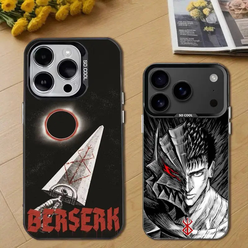 อะนิเมะ Berserk GutS เคสโทรศัพท์สําหรับ iPhone 17,16,15,14,13,12,11,Pro,Max,Plus,E,Air,Mini Black Tpu Cover