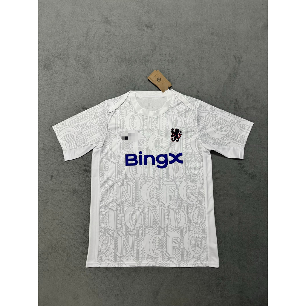 เสื้อกีฬาแขนสั้น เชลซี ปี 2025-2026 สีขาว สำหรับฝึกซ้อมก่อนเกม ไซส์ S-4XL