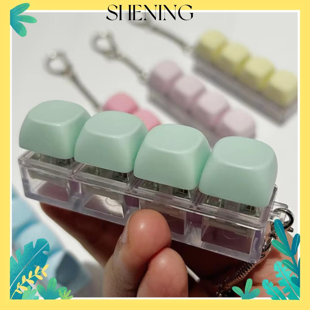 SHENING ปุ่ม Keycap, 4 คีย์ DIY Keycap Pinch ของเล่น,คีย์บอร์ดนิ้วบรรเทาความเครียด Fidget พวงกุญแจ