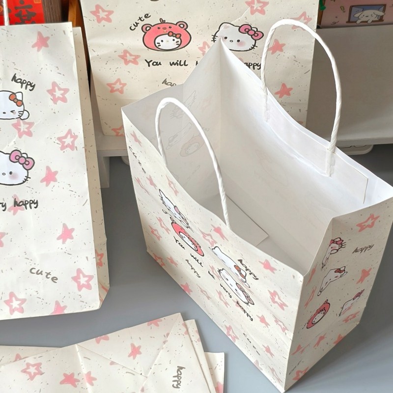 ถุงของขวัญลายแมวน่ารัก ถุงเก็บของหนาพิเศษ ทนทาน ถุงบรรจุลายคิตตี้การ์ตูน