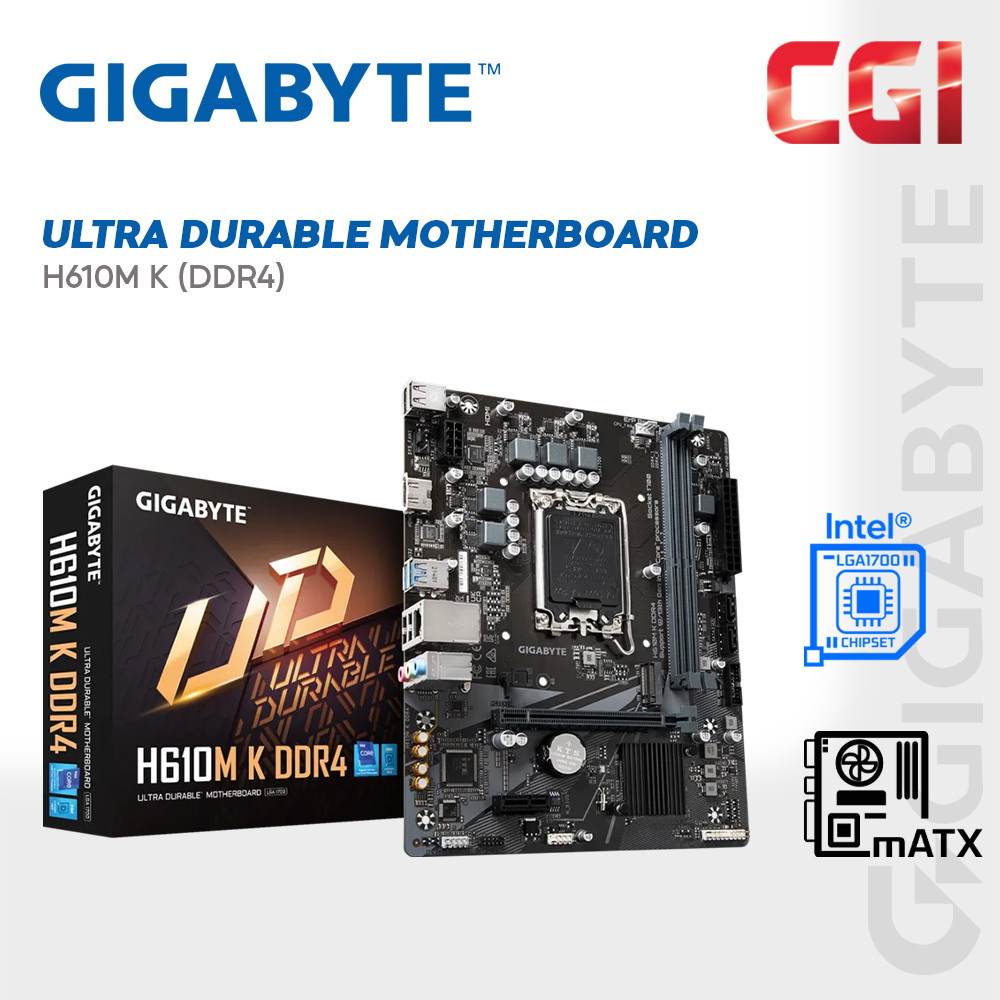 เมนบอร์ด Gigabyte H610M K DDR4 BUNDLE Intel i5-12400