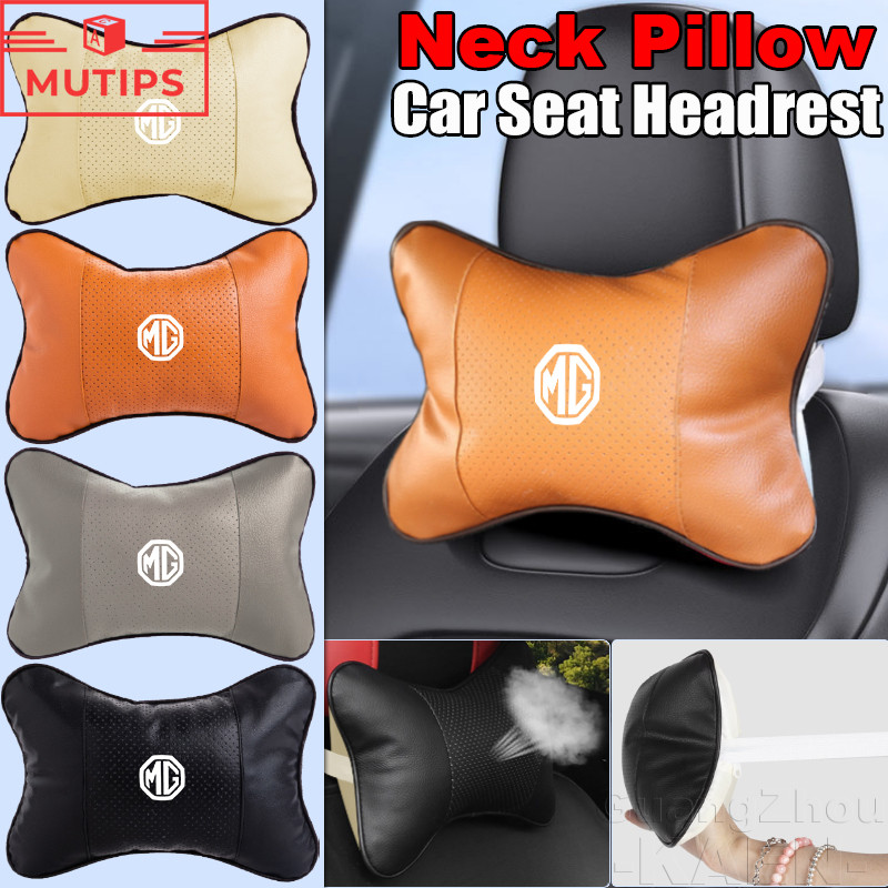 MG หนัง หมอนรองคอ Neck Pillow Comfort พนักพิงศีรษะรถยนต์ สนับสนุนการพักผ่อนหัวคอ สำหรับ HS ZS EP MG5