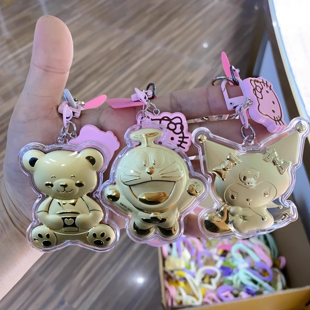 Spike Pick-Up Water Shellสไตล์เดียวกันทองคําบริสุทธิ์999จี้แมวนําโชคDoraemon Melody Kuromi Shin-Chan