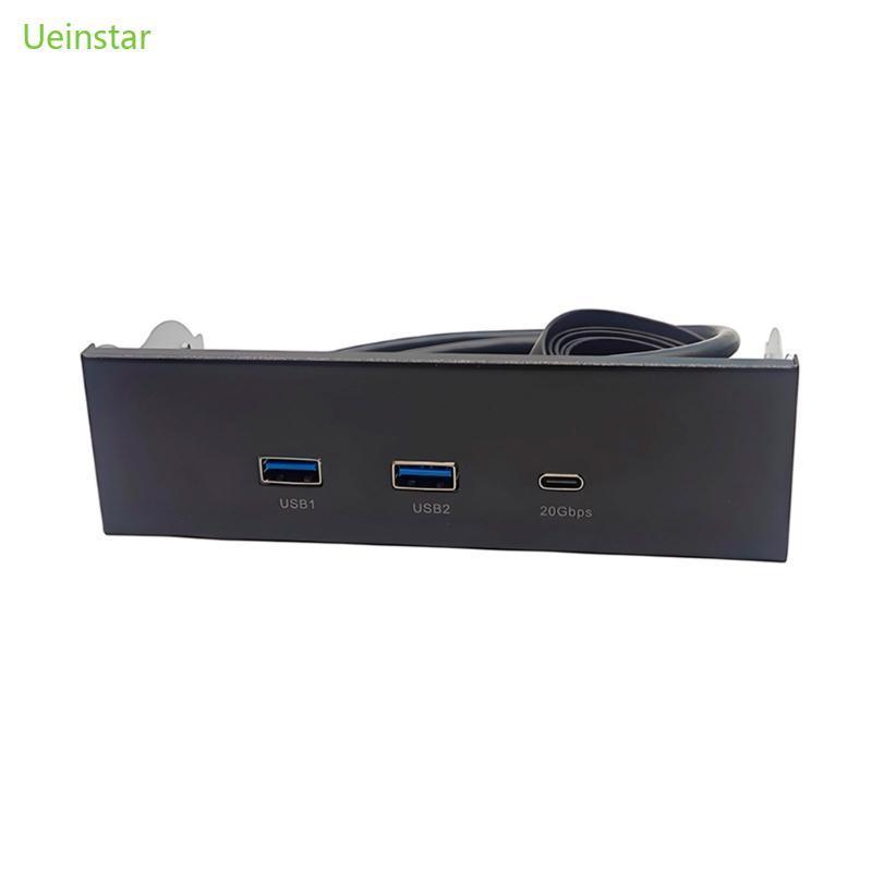 Uein USB3 2 และ Type C แผงด้านหน้าสําหรับ 5 25 นิ้วไดรฟ์ Bay พร้อมพอร์ต USB A คู่สําหรับ PC Desktop เสริมการเชื่อมต่อ