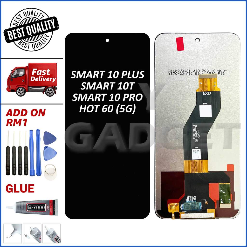 หน้าจอสัมผัส LCD พร้อม INF SMART 10 PLUS/SMART 10/SMART 10T/SMART 10 PRO/HOT 60 5G/HOT60I/SPARK GO 2