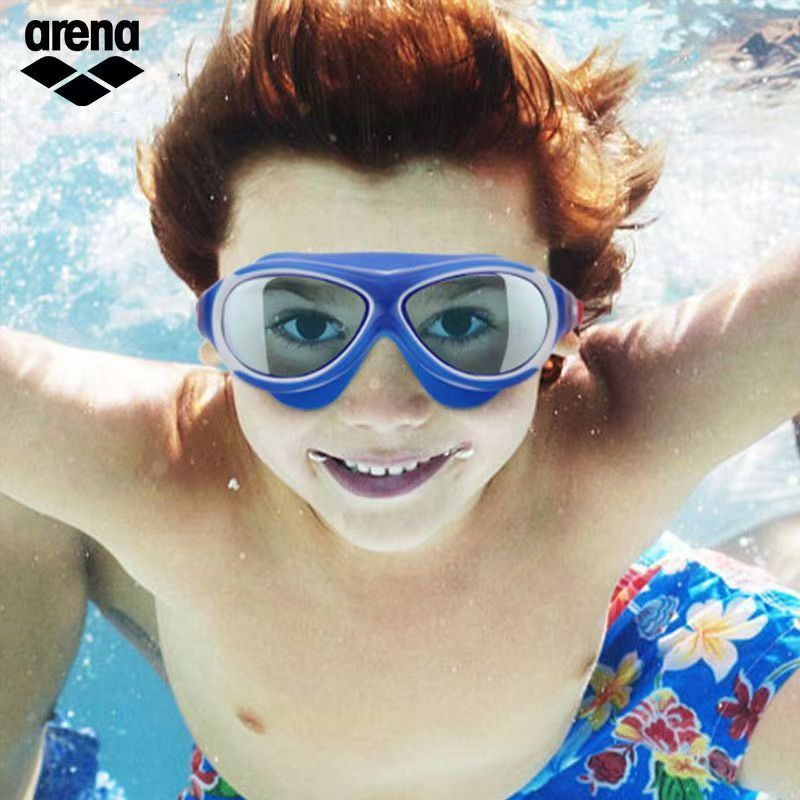 แว่นตาว่ายน้ำกีฬาอารีน่าแบบสบาย ดีไซน์เคลือบความละเอียดสูง กรอบใหญ่ ป้องกันฝ้า6-12ไม่ใช่ arena แว่นต