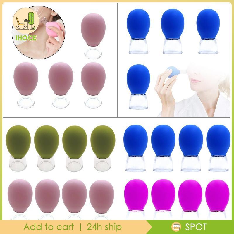 [Ihoce] 4 ชิ้น Facial Cupping ซิลิโคนถ้วยสูญญากาศใช้งานง่ายส่วนบุคคล Facial Cupping ชุดแว่นตาสําหรับ