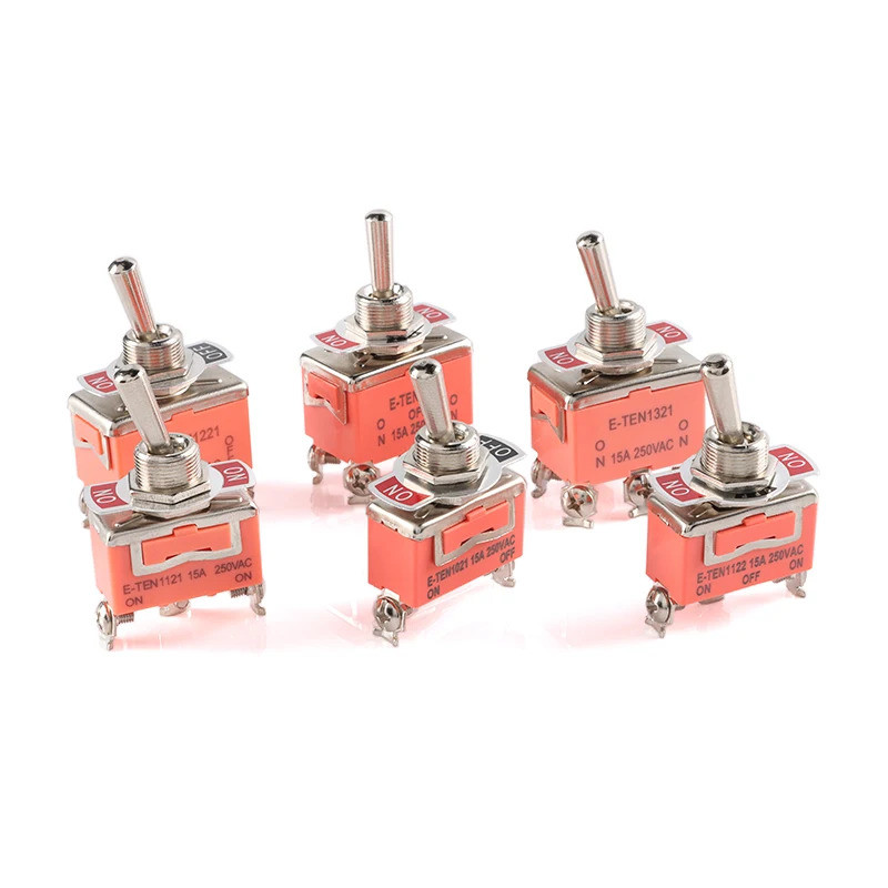 SPST DPDT 250V 15A Toggle Switch 2 3 ตําแหน่งสลักเปิด-ปิดเปิด-เปิด E-TEN1322 1021 1122 1221 1321 ฝาค