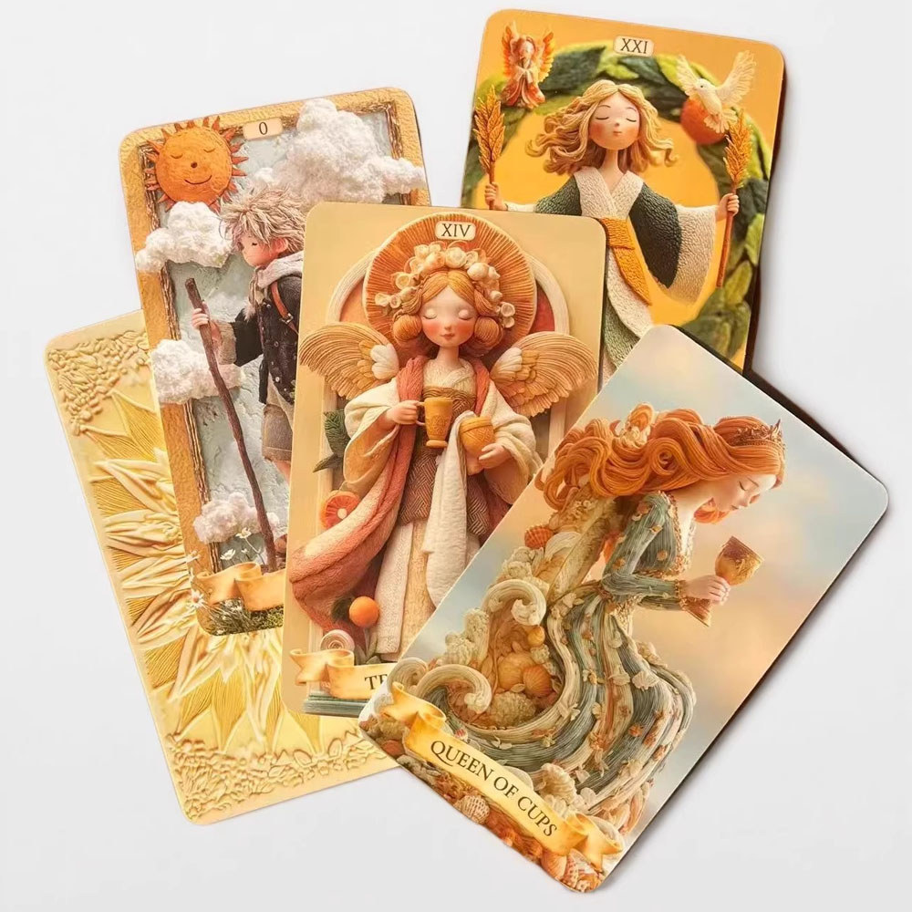 78 ชุดไพ่ทาโรต์, 13x8 ซม. The Clay Arcana ไพ่ทาโรต์เกม, จากโคลนถึงวิญญาณ, การเดินทางลับทํามือ, เริ่มต้นพร้อมคู่มือกระดาษ - รูปที่ 7