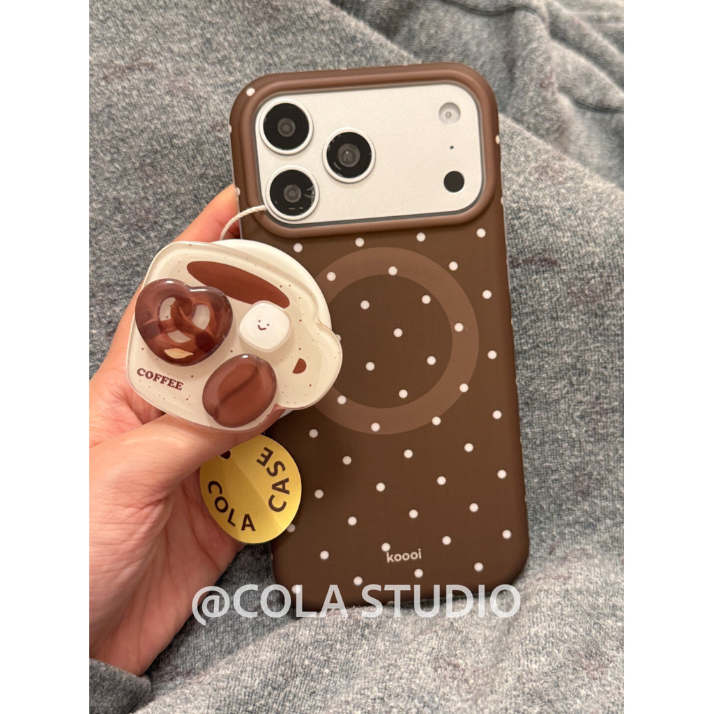 แม่เหล็กสองชั้นฝ้าสีน้ําตาลลายจุดถ้วยกาแฟออกแบบเคสโทรศัพท์เข้ากันได้กับiPhone 14 Pro 15 16 Pro 17 Pro Maxกันกระแทกฝาครอบป้องกัน - รูปที่ 7