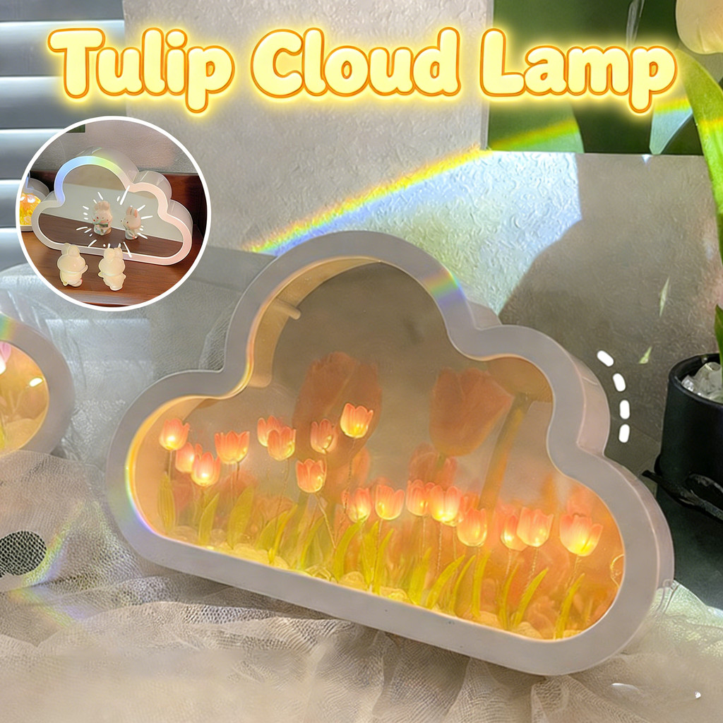 Creative Cloud Tulip Night Light Rose ดอกไม้ Handmade Bouquet DIY วัสดุแพ็คสร้างสรรค์ของขวัญวันวาเลนไทน์ของขวัญวันเกิดแฟน