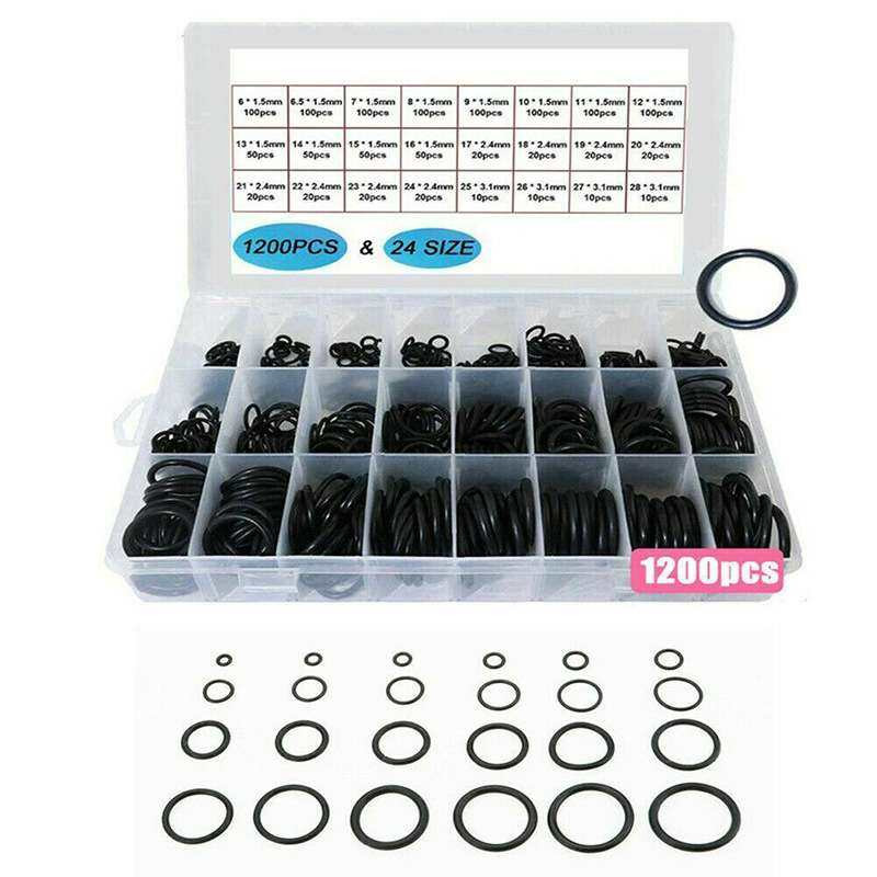 1200PCS O-ring ชุด,แหวนหนังสีดําแหวนปิดผนึกO-แหวนทนต่ออุณหภูมิสูงทนต่อการกัดกร่อนยางไนไตรล์ต้านทานความดันMHJ-MB
