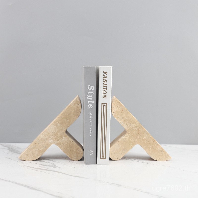 Minimalist Lonely สไตล์ธรรมชาติสีเหลืองหิน Herringbone Bookend เครื่องประดับตกแต่งตู้หนังสือห้องนั่ง