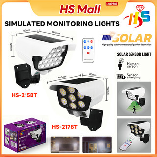 ไฟโซล่าเซลล์ ติดผนัง 77LED สไตล์กล้องวงจรปิด 3โหมด รีโมทไร้สาย IP65 กันน้ำ