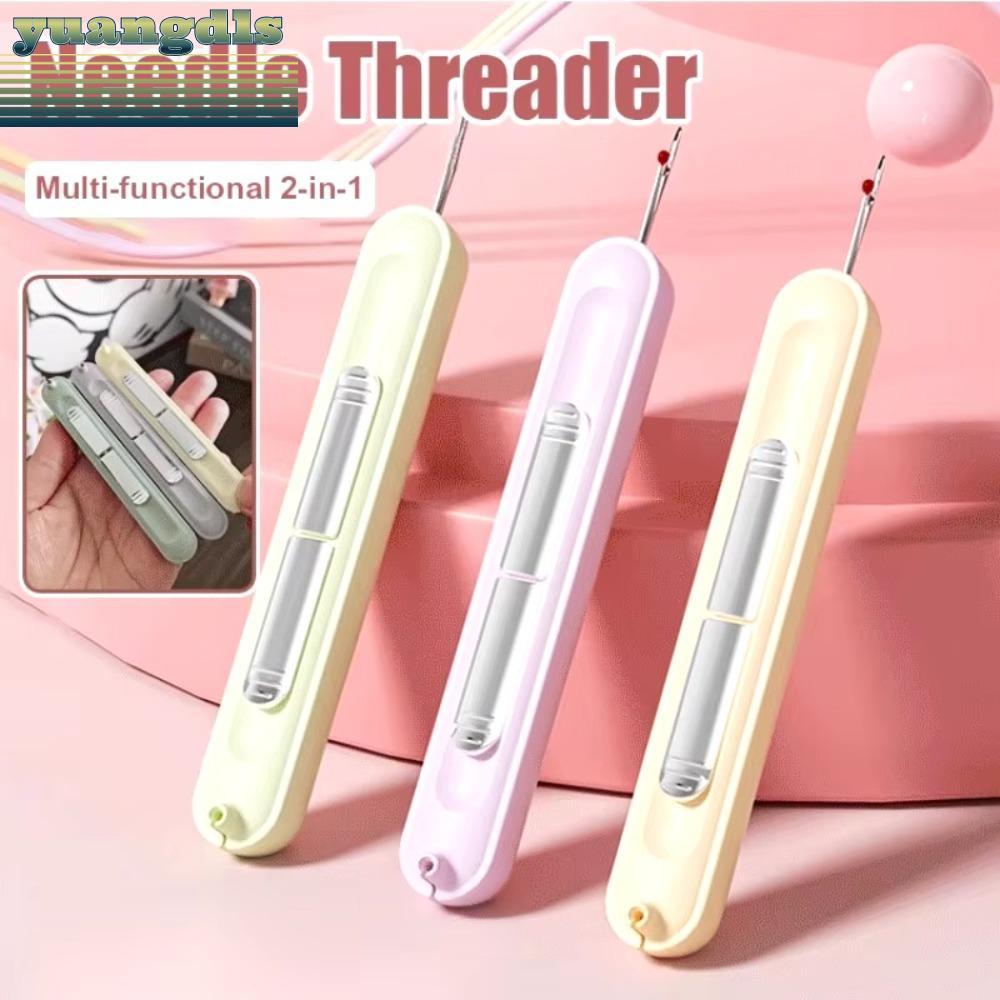 YUANG Threading เข็ม Threader, เย็บปักถักร้อย Cross Double Head Hand เย็บเครื่องมือพิเศษ,พลาสติกเย็บปักถักร้อย DIY อุปกรณ์เย็บผ้า 2in1 Unpicker สําหรับผู้สูงอายุ