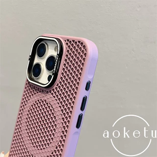 ตาข่ายกระจายความร้อนวงเล็บโลหะระบายอากาศเคสโทรศัพท์แม่เหล็กเหมาะสําหรับ ไอโฟน 11 12 13 14 15 16 มือโปร สูงสุด รวมทุกอย่างซิลิโคนป้องกันการตกปกแข็ง
