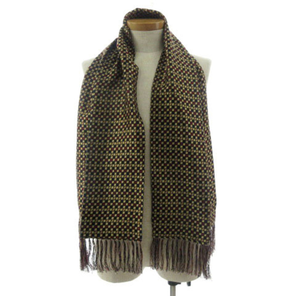 HICKEY FREEMAN Scarf gold silk black navy red overall pattern Direct from Japan Secondhand