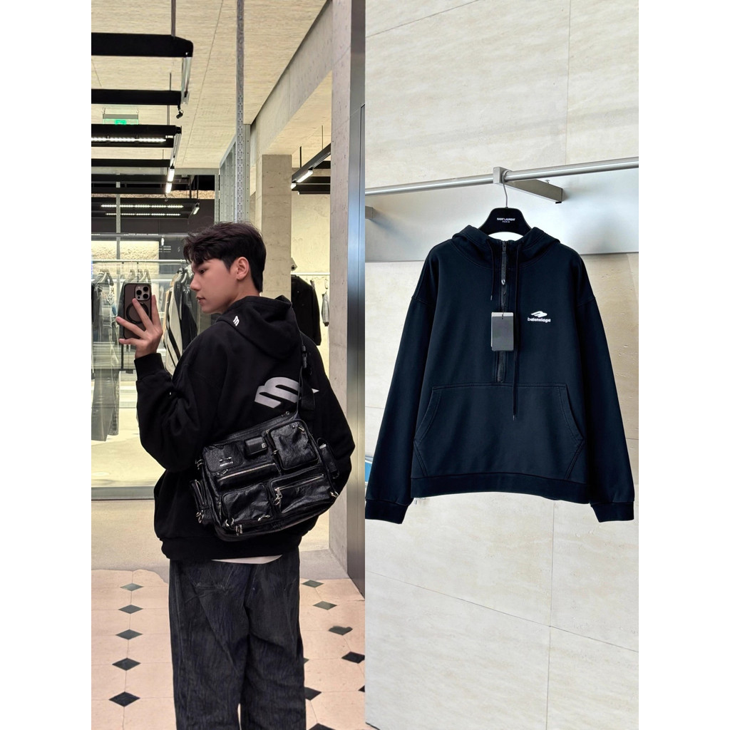 SP9D *BLC# New Ski Series3M Embroidered Half-Zip Hoodie Trendy