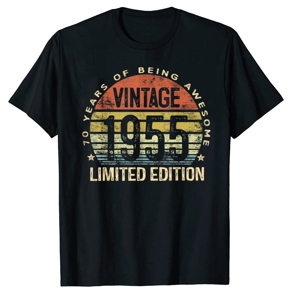 S-5XL Funny Vintage 1955 Limited Edition 70 Year Old 70th T Shirts Birthday Gifts Mens Clothing Fash
