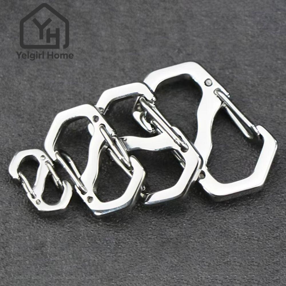 Yelgirlb 10PCS Carabiner พร้อมตัวล็อค,เงินสแตนเลสกระเป๋าเป้สะพายหลังหัวเข็มขัด,คุณภาพสูง Handmade S ประเภทกระเป๋าเดินทาง Hook อุปกรณ์เครื่องประดับ