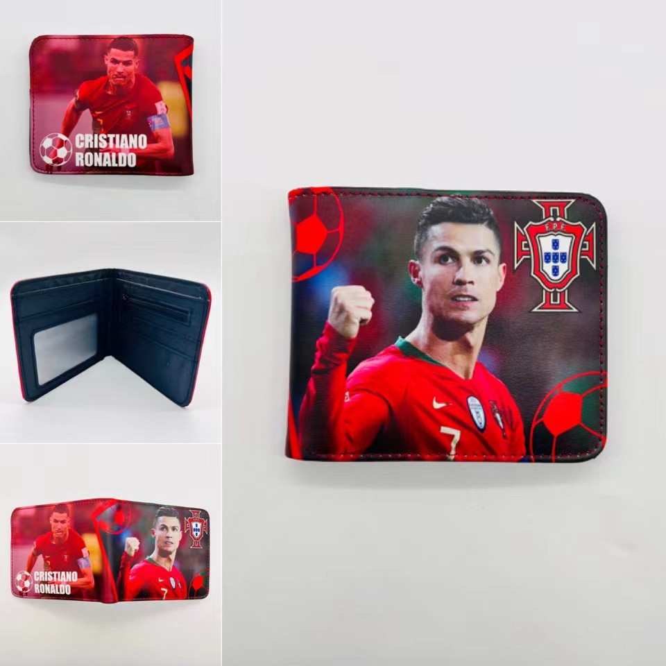 กระเป๋าสตางค์สำหรับเด็ก แบบครึ่งพับ สีสดใส พิมพ์ลายฟุตบอลและบาสเกตบอล พร้อมช่องใส่เหรียญ