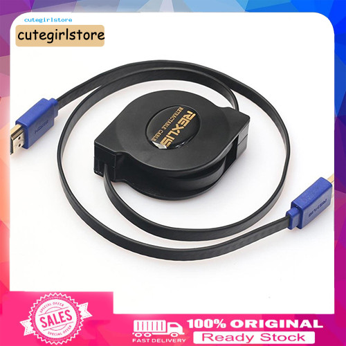 น่ารัก_ สายเคเบิลที่รองรับ HDMI ความเร็วสูงแบบยืดหดได้ชายกับชายสําหรับกล้องดิจิตอลที่รองรับ HDMI แท็บเล็ตพีซี