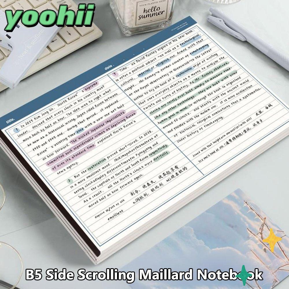 YOOHII 20Sheepts/Book B5 Notebook, B5 Tearable Notepad, นักเรียน Paperpad แนวนอนเป็นมิตรกับสิ่งแวดล้