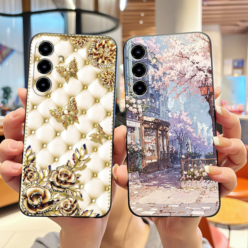 ดีไซน์ใหม่เคสโทรศัพท์สําหรับ ZTE Blade V80 Max/Nubia V80 Max Jelly ซิลิโคนสีดํา Anti-scratch Soft Casing สีสัน Rosy Cloud รูปแบบ Shell