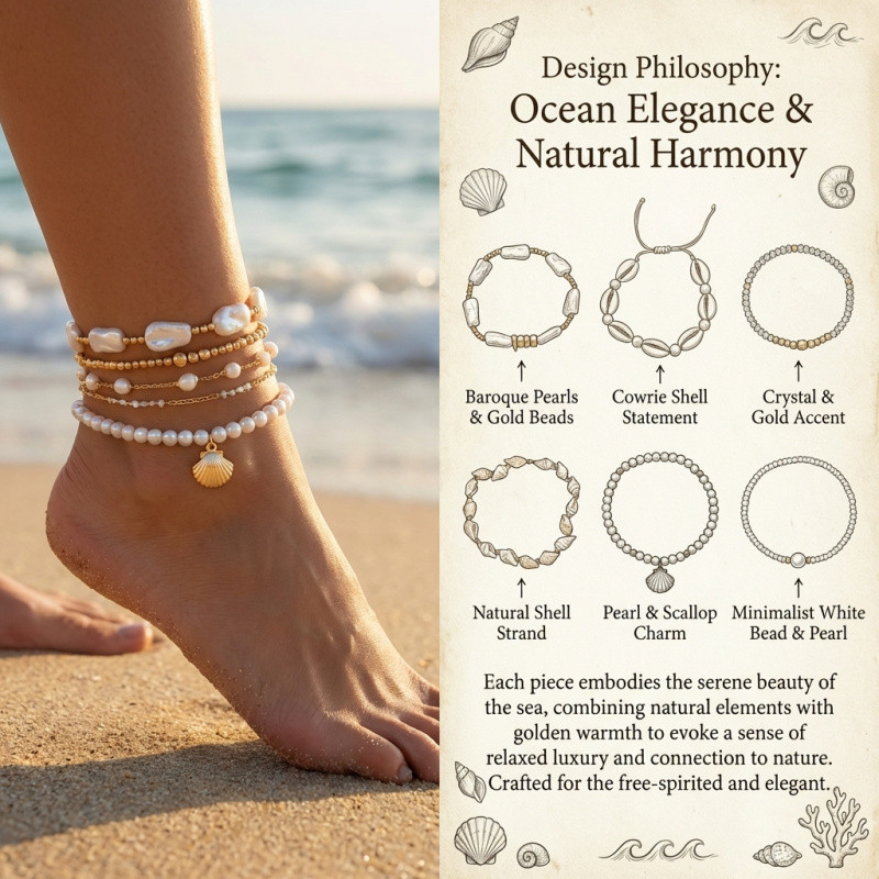 6 ชิ้น Layered Boho สร้อยข้อเท้าชุด Stack ธรรมชาติไข่มุกคริสตัลลูกปัด Beach สร้อยข้อมือชุด
