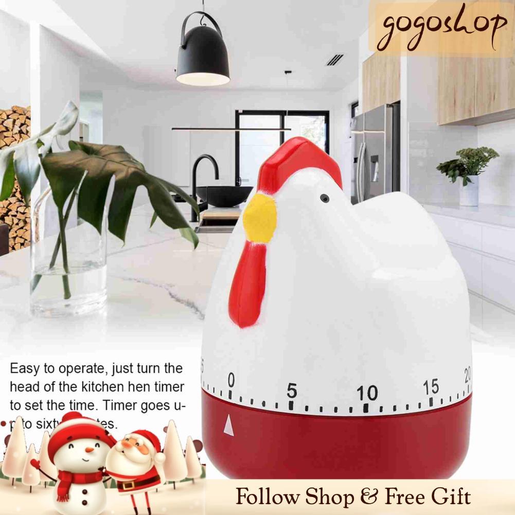 Gogoshopp น่ารักไก่จับเวลาครัวกลไก่ทำอาหารนาฬิกาปลุกสำหรับตกแต่งบ้าน Timing Reminder