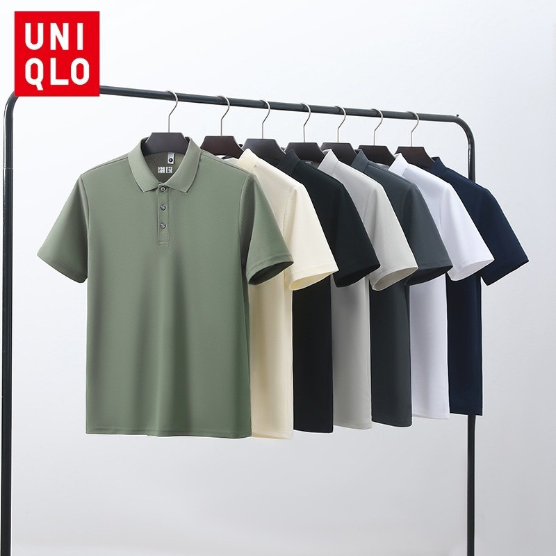 uniqlo เสื้อโปโลผู้ชาย ลายเรียบง่าย ปกสีทึบแขนสั้น มีให้เลือกระหว่างไซส์ M ถึง XL