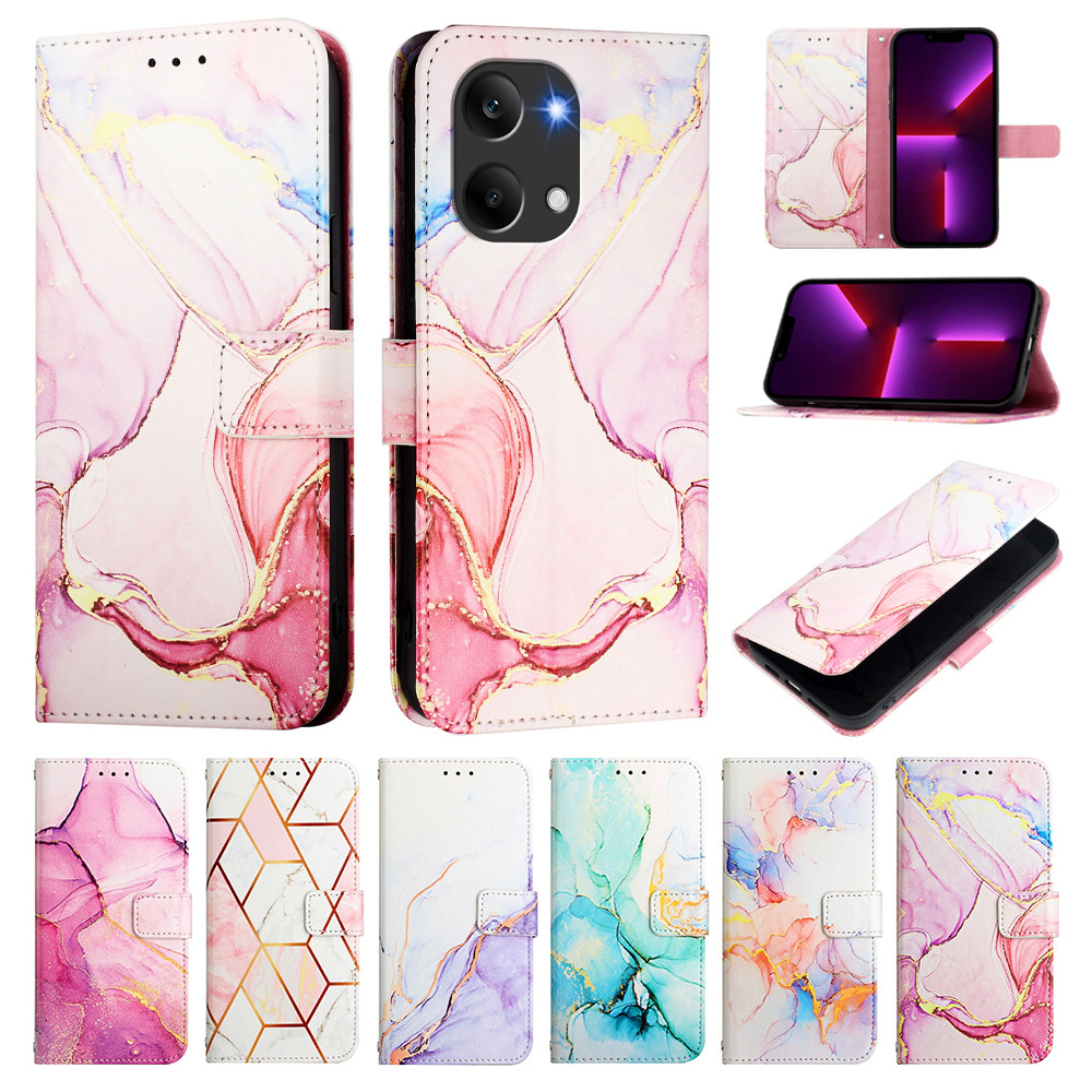 สไตล์หินอ่อนหนังสําหรับ Xiaomi 17 Ultra Poco X8 Pro Max M8 F8 Ultra Redmi Turbo 5 Max 4 3 Flip Card 