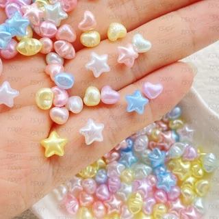 100pcs เรซิ่นผสม 3D สีสันหัวใจ/ดาวเล็บอุปกรณ์เสริมแบนกลับ Rhinestone DIY งานแต่งงานสมุดภาพตกแต่งคริสต์มาสหัตถกรรม