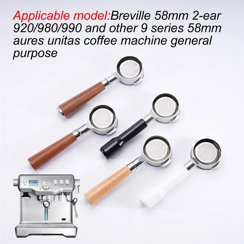58mm Bottomless Portafilter Breville BES920/980/990 สแตนเลส 2 ถ้วยตะกร้า Naked Coffee Handle Barista