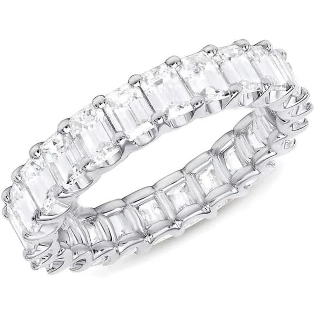 Cubic Zirconia Ring for Women, Emerald Cut Cubic Zirconia Eternity Ring, Fashion Wedding Band Style,