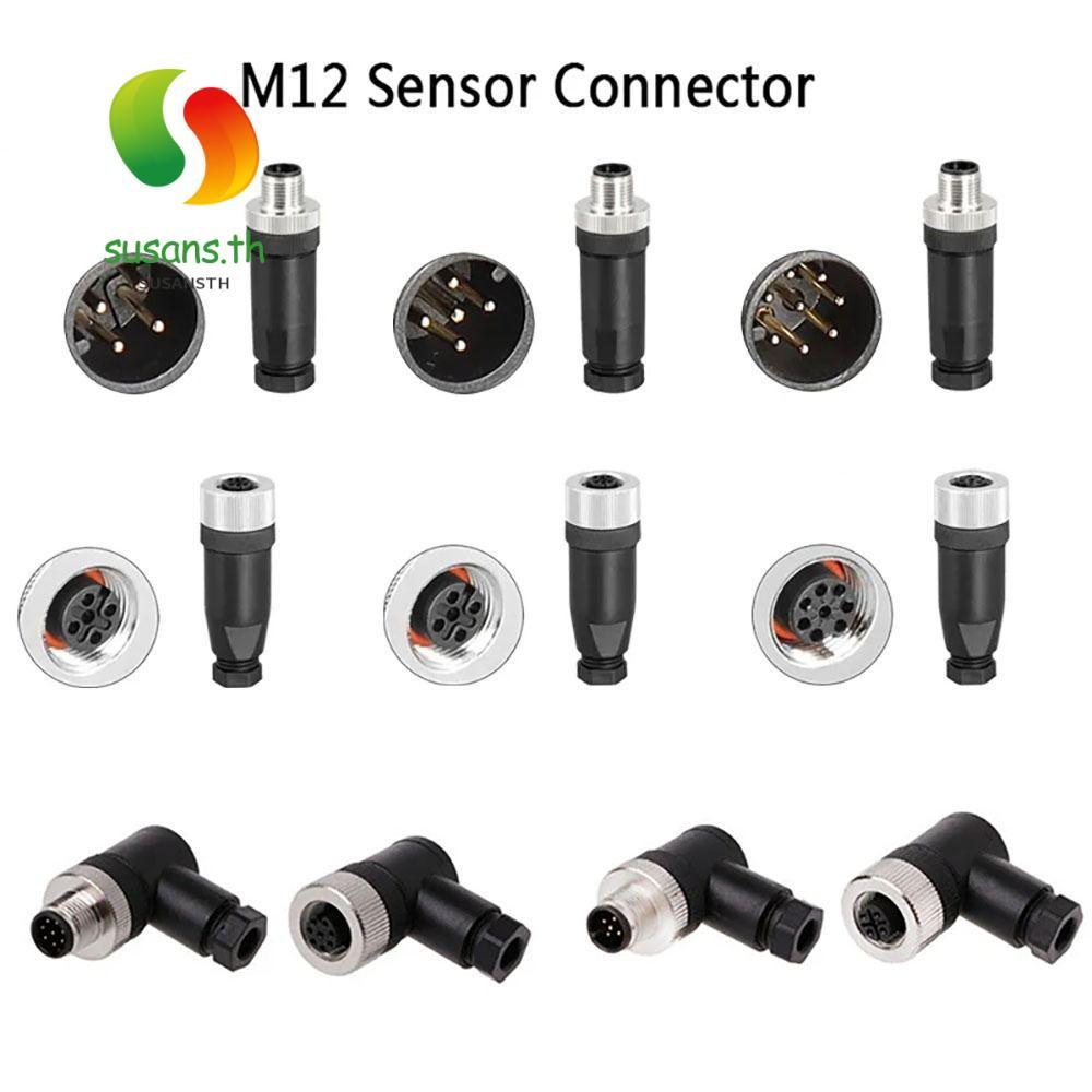 SUSANS M12 Sensor Connector, 4 5 8 Pin Connector M12 ปลั๊กการบิน, M12 Sensor Cable Connector ปลั๊กเซ